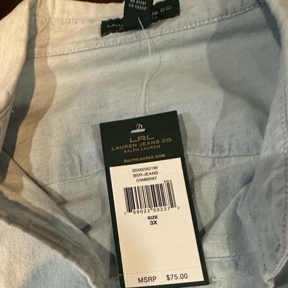 Ralph Lauren Blue and White Striped Shirt and Jeans Shirt - Picture 3 of 5